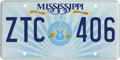 MS license plate ZTC406