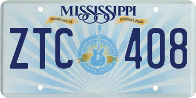 MS license plate ZTC408