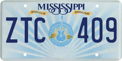 MS license plate ZTC409