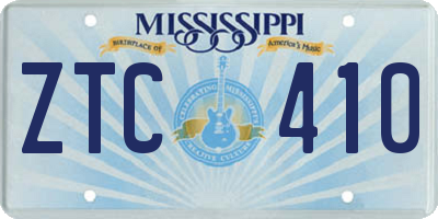 MS license plate ZTC410