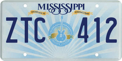 MS license plate ZTC412
