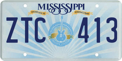 MS license plate ZTC413
