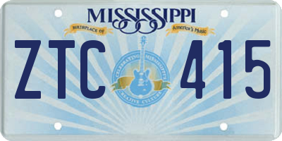 MS license plate ZTC415