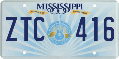 MS license plate ZTC416