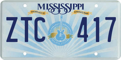 MS license plate ZTC417