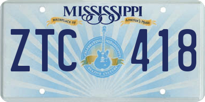 MS license plate ZTC418