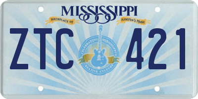MS license plate ZTC421