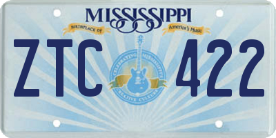 MS license plate ZTC422