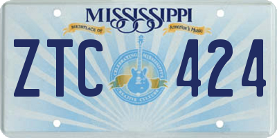 MS license plate ZTC424