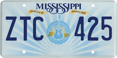 MS license plate ZTC425