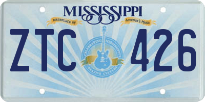 MS license plate ZTC426