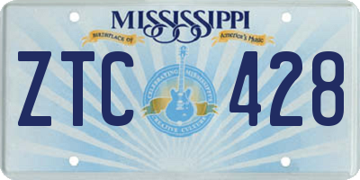 MS license plate ZTC428