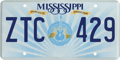 MS license plate ZTC429