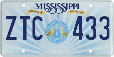 MS license plate ZTC433