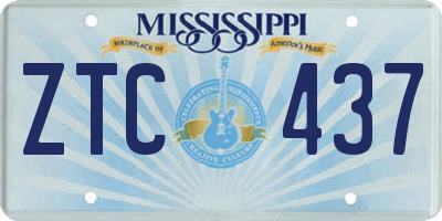 MS license plate ZTC437