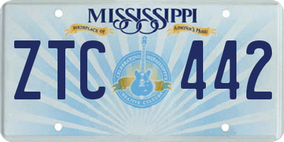 MS license plate ZTC442