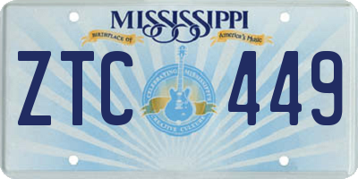 MS license plate ZTC449