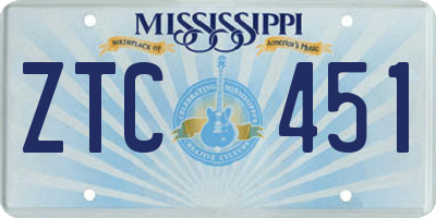 MS license plate ZTC451