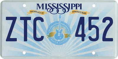 MS license plate ZTC452