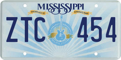 MS license plate ZTC454