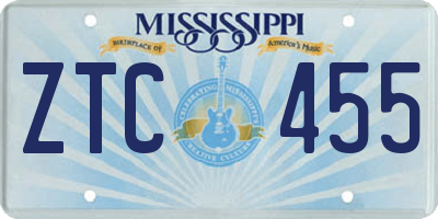 MS license plate ZTC455
