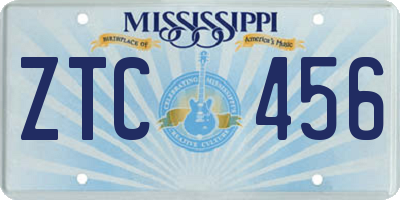 MS license plate ZTC456