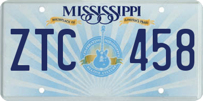 MS license plate ZTC458