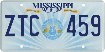 MS license plate ZTC459