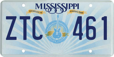 MS license plate ZTC461