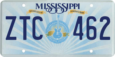 MS license plate ZTC462