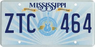 MS license plate ZTC464