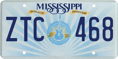 MS license plate ZTC468