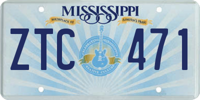 MS license plate ZTC471