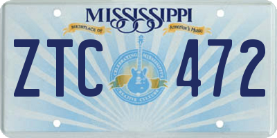 MS license plate ZTC472