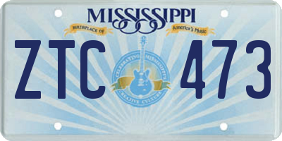 MS license plate ZTC473