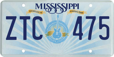 MS license plate ZTC475