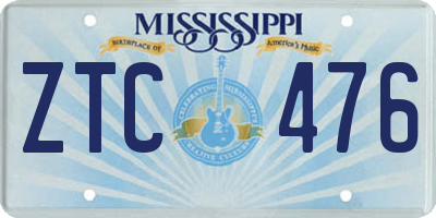 MS license plate ZTC476