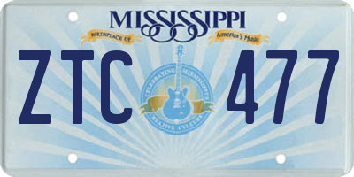 MS license plate ZTC477