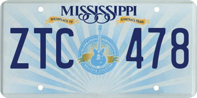 MS license plate ZTC478