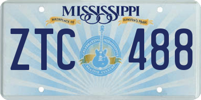 MS license plate ZTC488