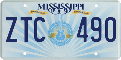 MS license plate ZTC490