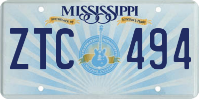MS license plate ZTC494