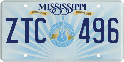 MS license plate ZTC496