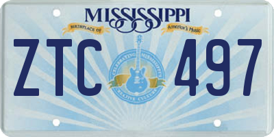 MS license plate ZTC497