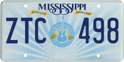 MS license plate ZTC498