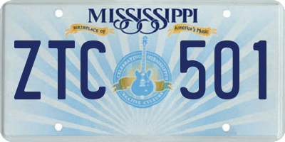 MS license plate ZTC501