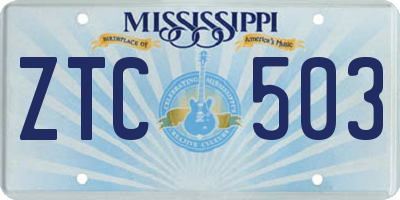 MS license plate ZTC503
