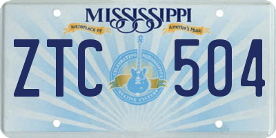 MS license plate ZTC504