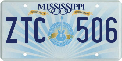 MS license plate ZTC506