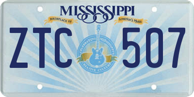 MS license plate ZTC507